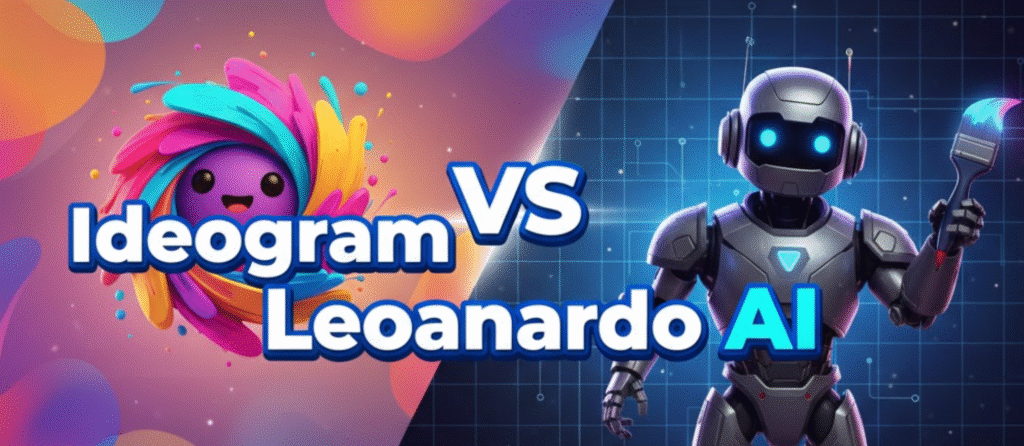 Ideogram vs Leonardo AI banner
