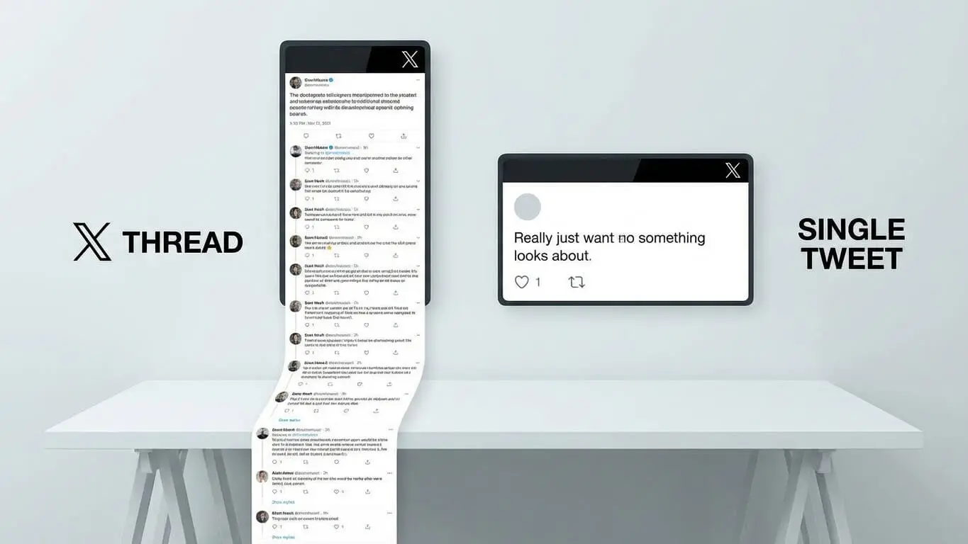 A graphic compares a quoted Twitter thread on the left with a single tweet on the right, both displayed above a white desk against a plain wall. Uploaded on aifreeforever.com