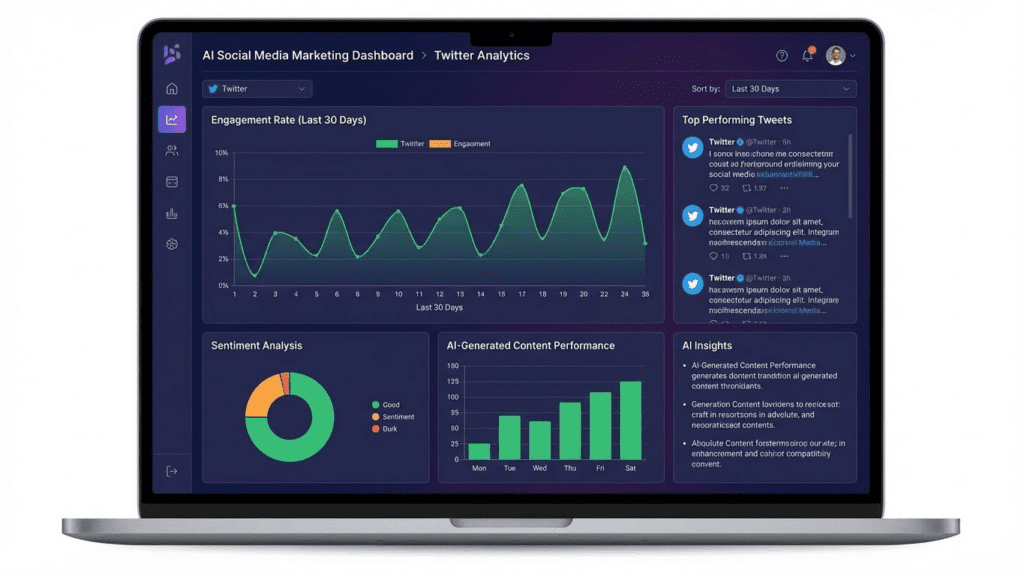 AI social media marketing dashboard Twitter analytics 