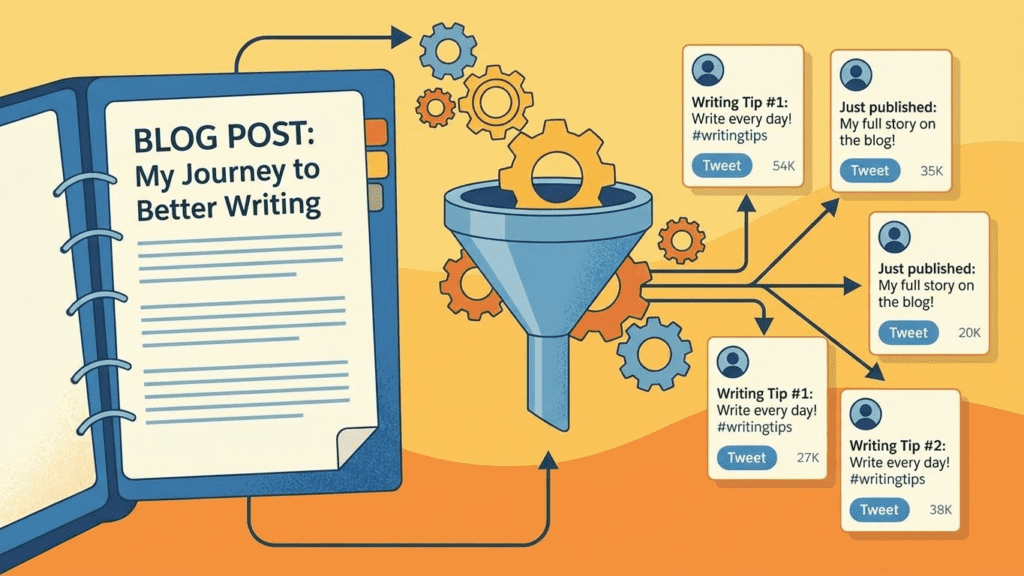 Blog post being transformed into multiple tweet snippets