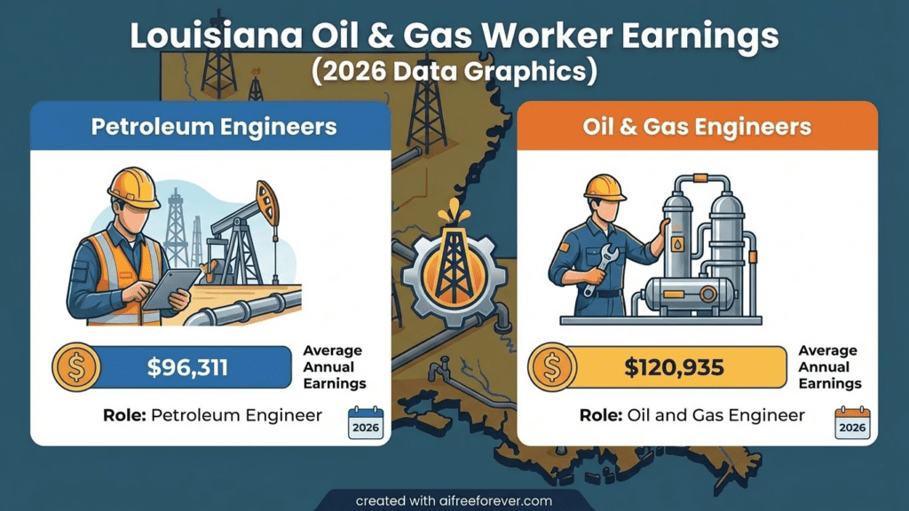 Petroleum engineers earn an average of $96,311 annually, while oil and gas engineers average $120,935.