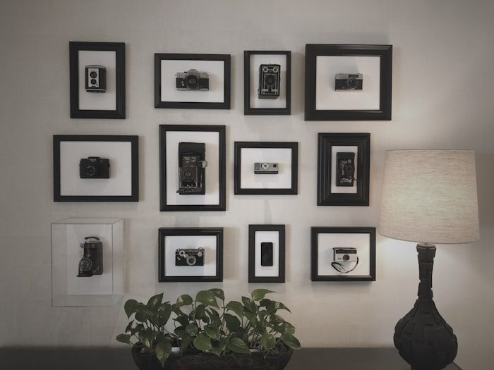 a room with art on the wall