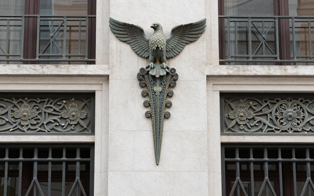 Specific decorative features defined Art Deco architecture. Eagle sculptures, stylized florals cast in metal, geometric grilles, and zigzag railings all contribute to authentic period appearance.