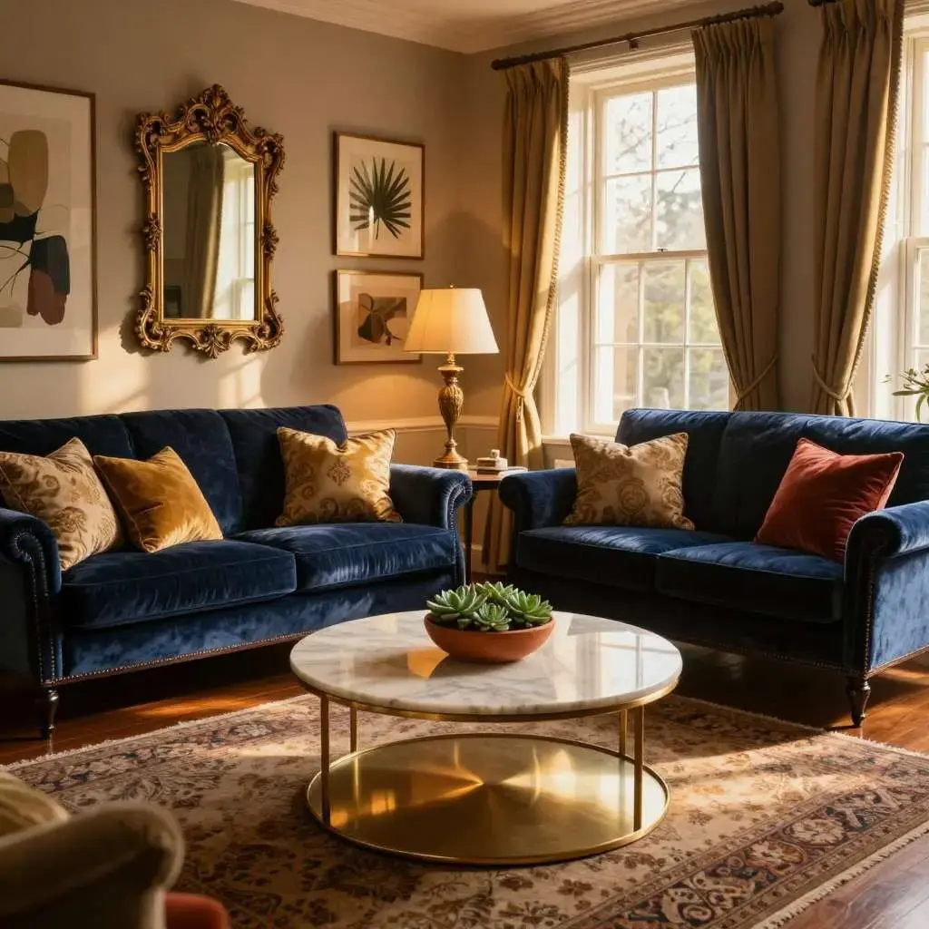 Living Room with Contemporary Sofas - Elegant Interior Design