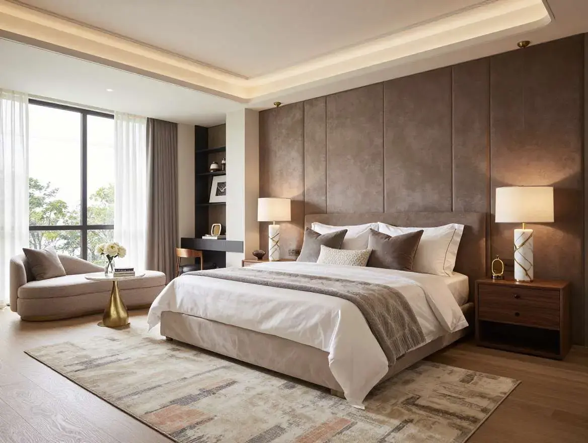 Modern Bedroom with Elegant Decor - Interior Design Photo