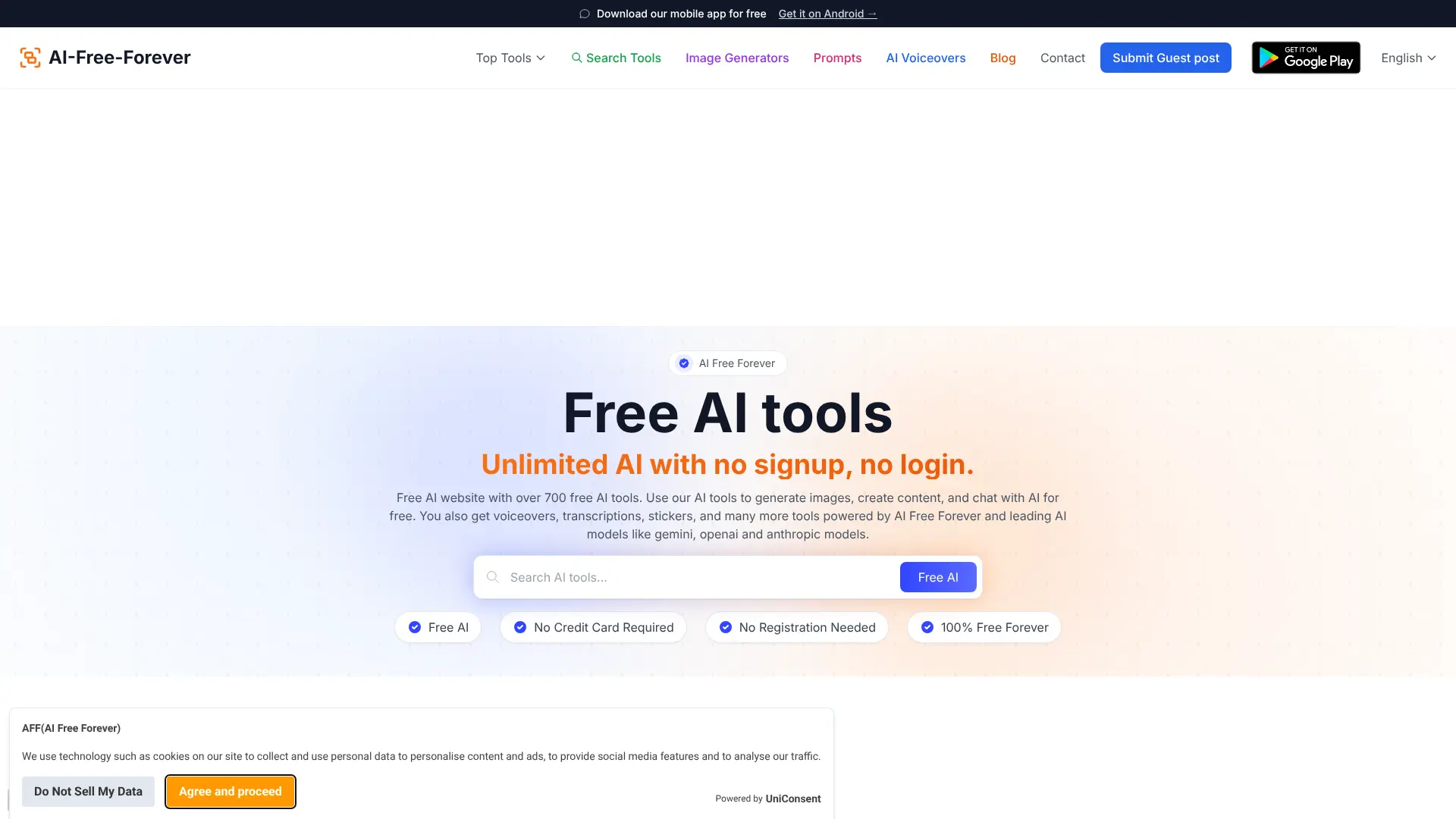 Screenshot of 1. AI FREE FOREVER