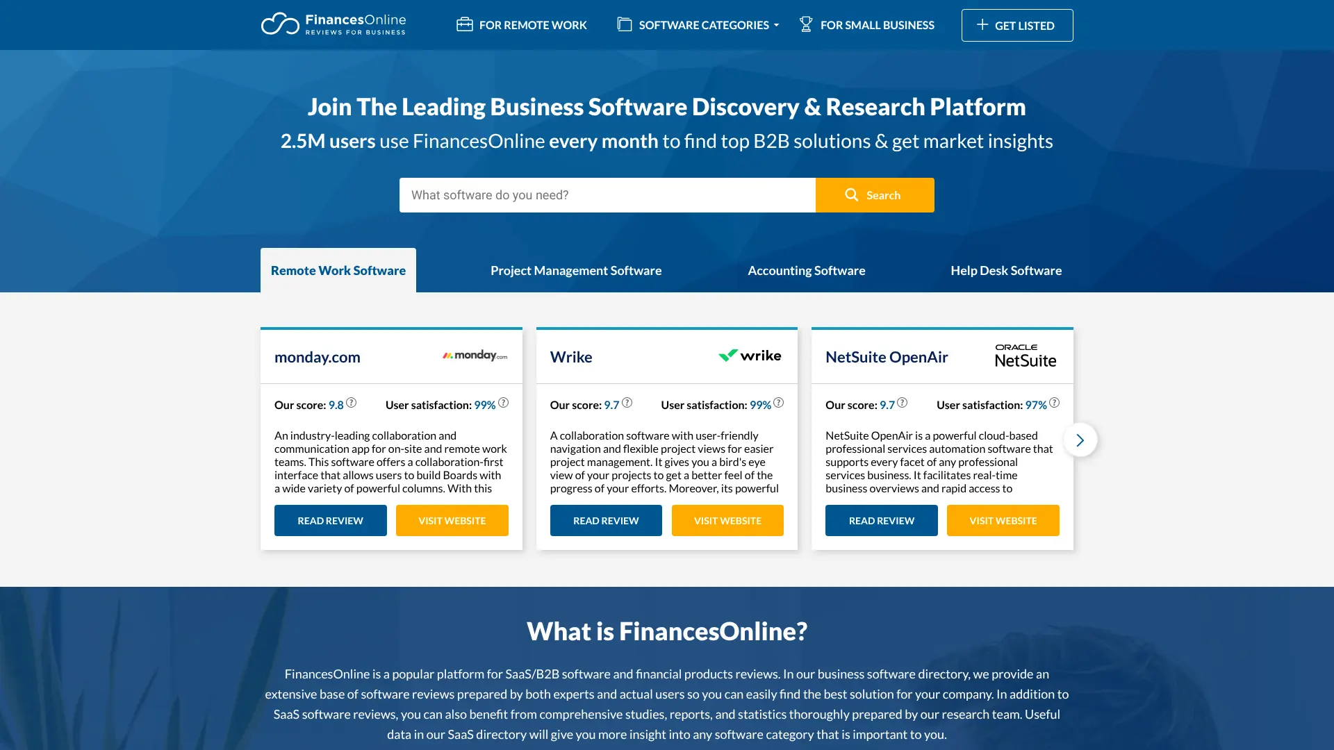 Screenshot of 8. FinancesOnline - Fast-Growing Platform