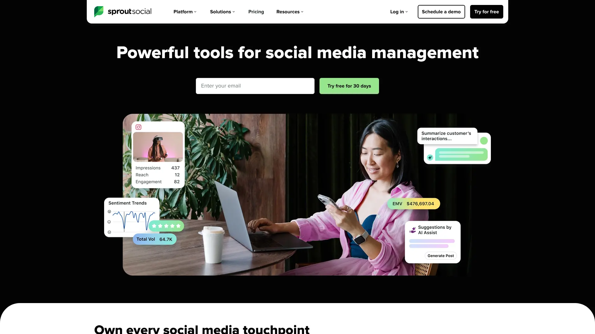 Screenshot of 7. Sprout Social AI
