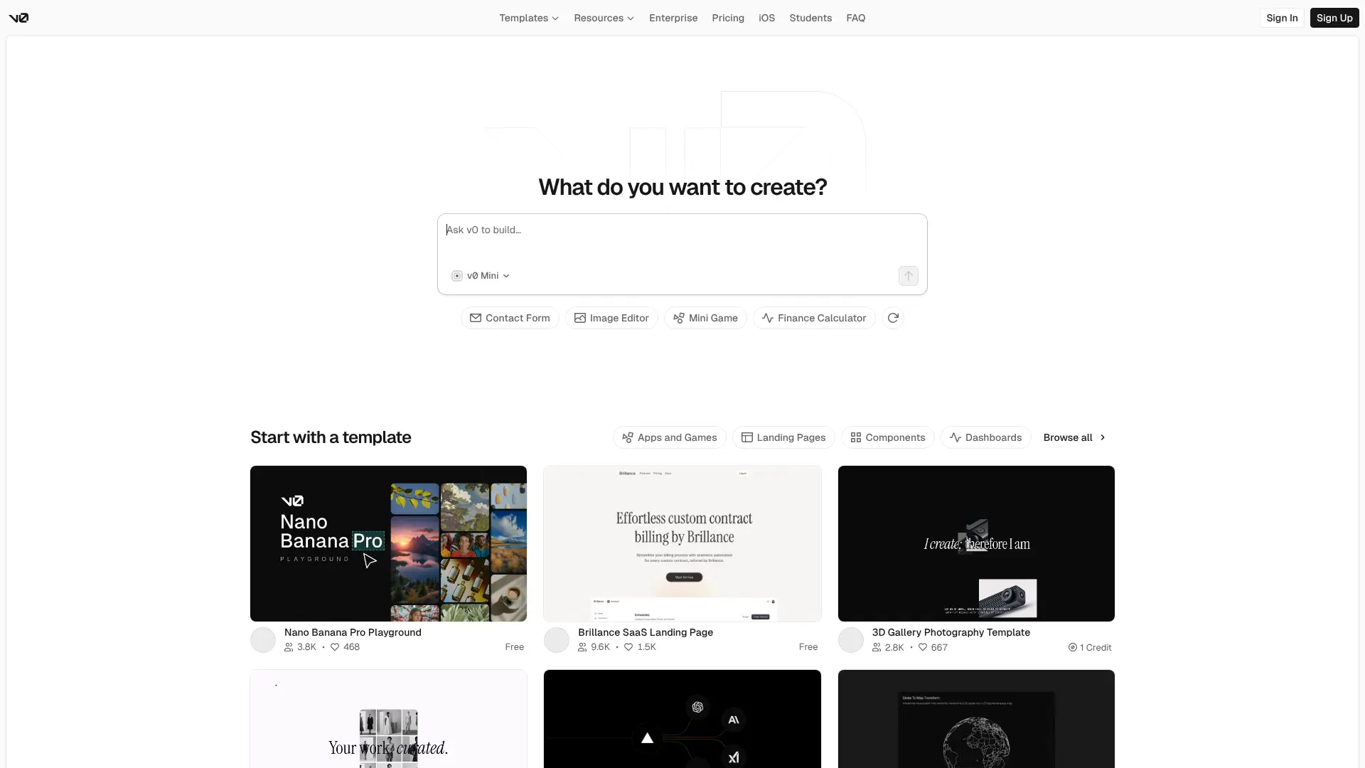 Screenshot of 4. v0 by Vercel