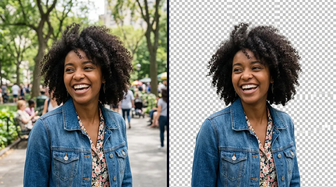 Background remover output options - transparent, white, green screen, blur