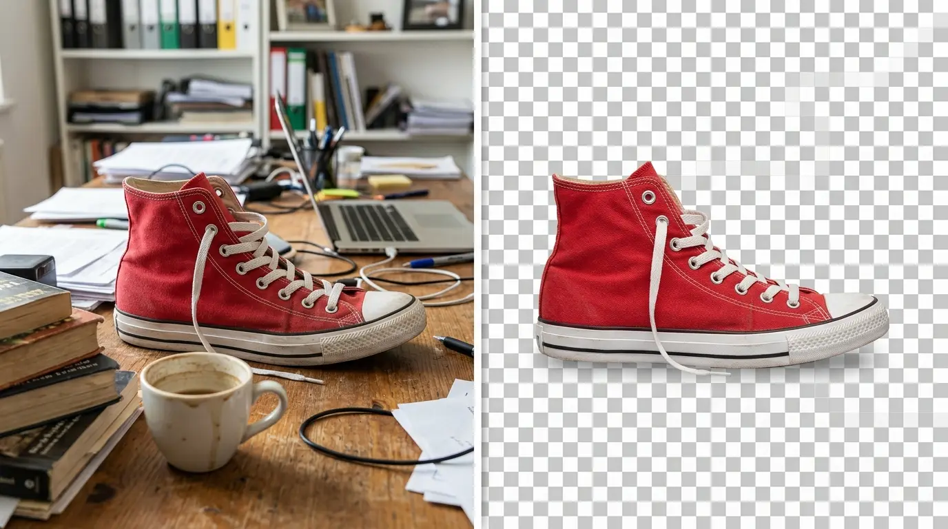 E-commerce product photo background removal example