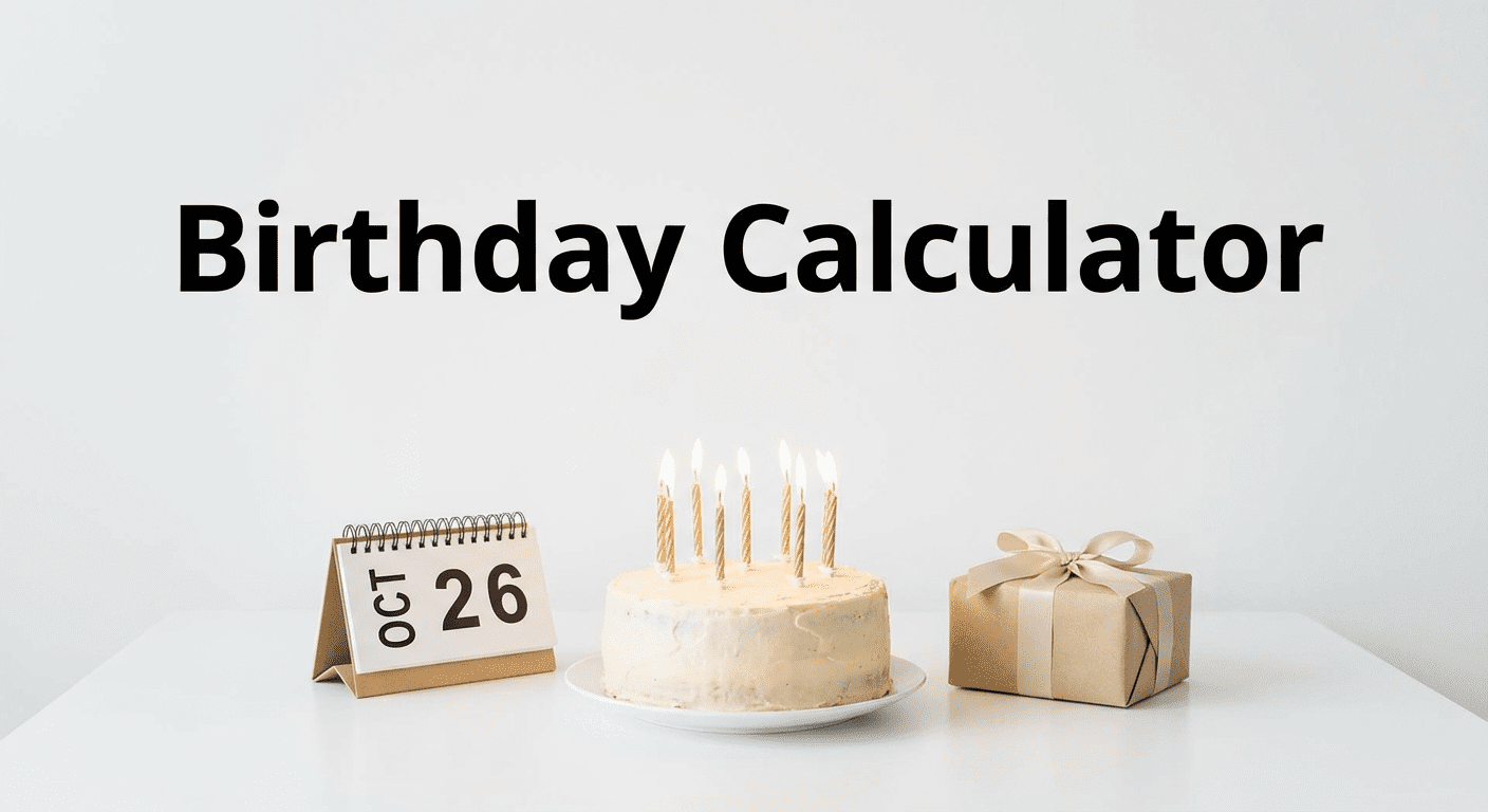 Birthday calculator showing day of the week you were born and age details