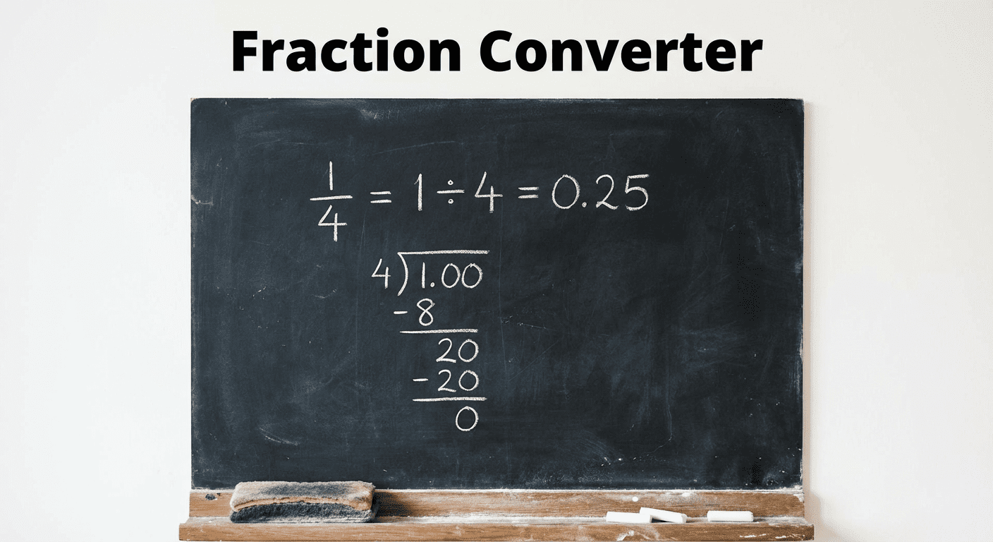 Fraction basics and conversion overview showing fractions to decimals
