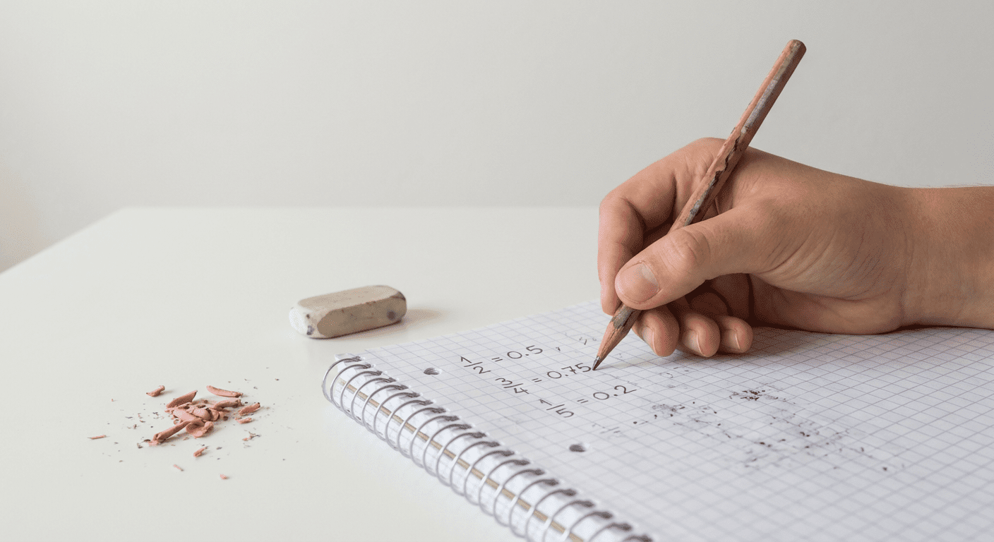 Common fractions to decimals conversion table and methods