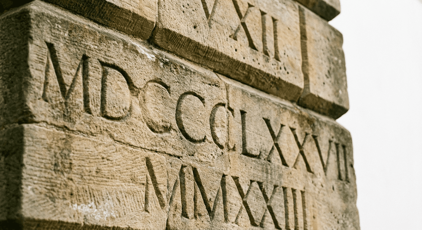 Rules of Roman numerals showing addition and subtraction notation with examples