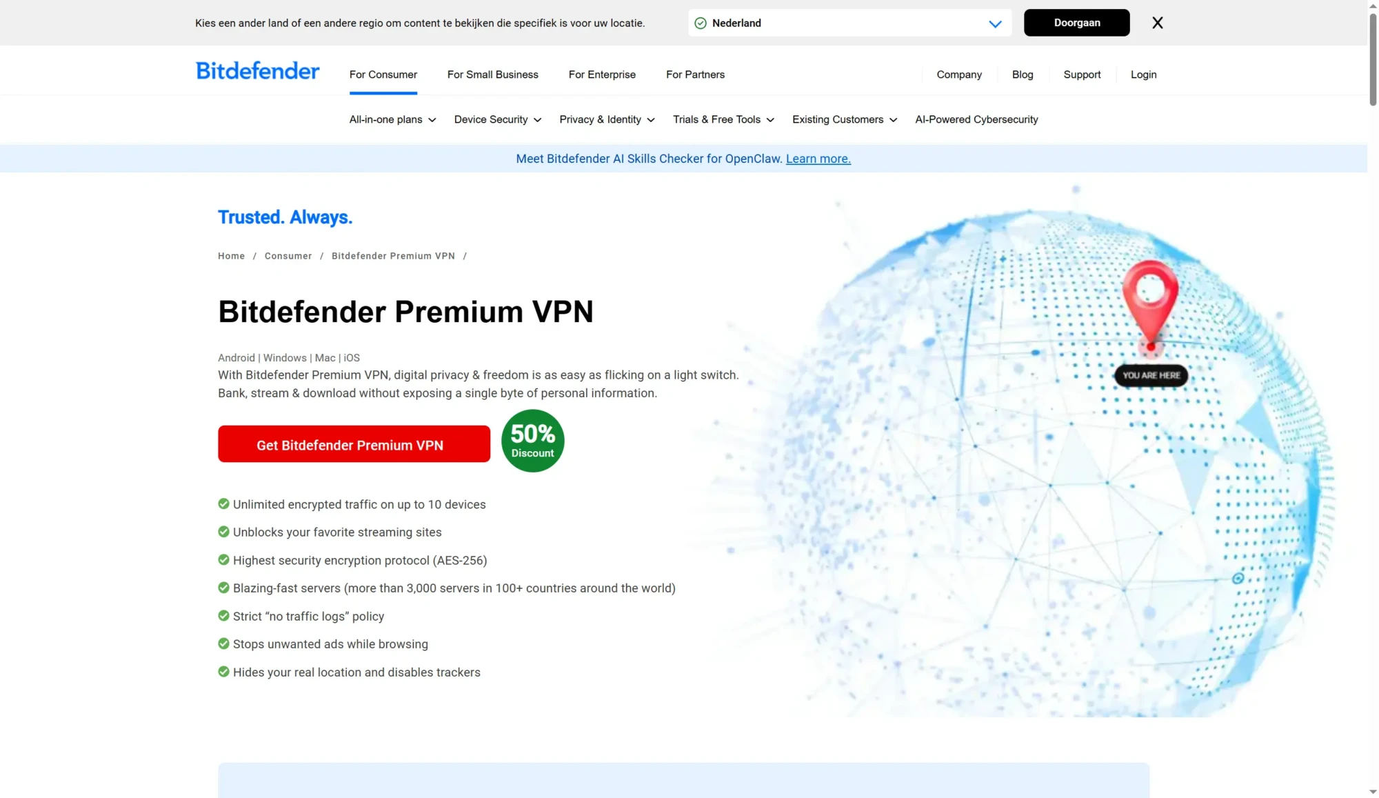 Bitdefender VPN screenshot
