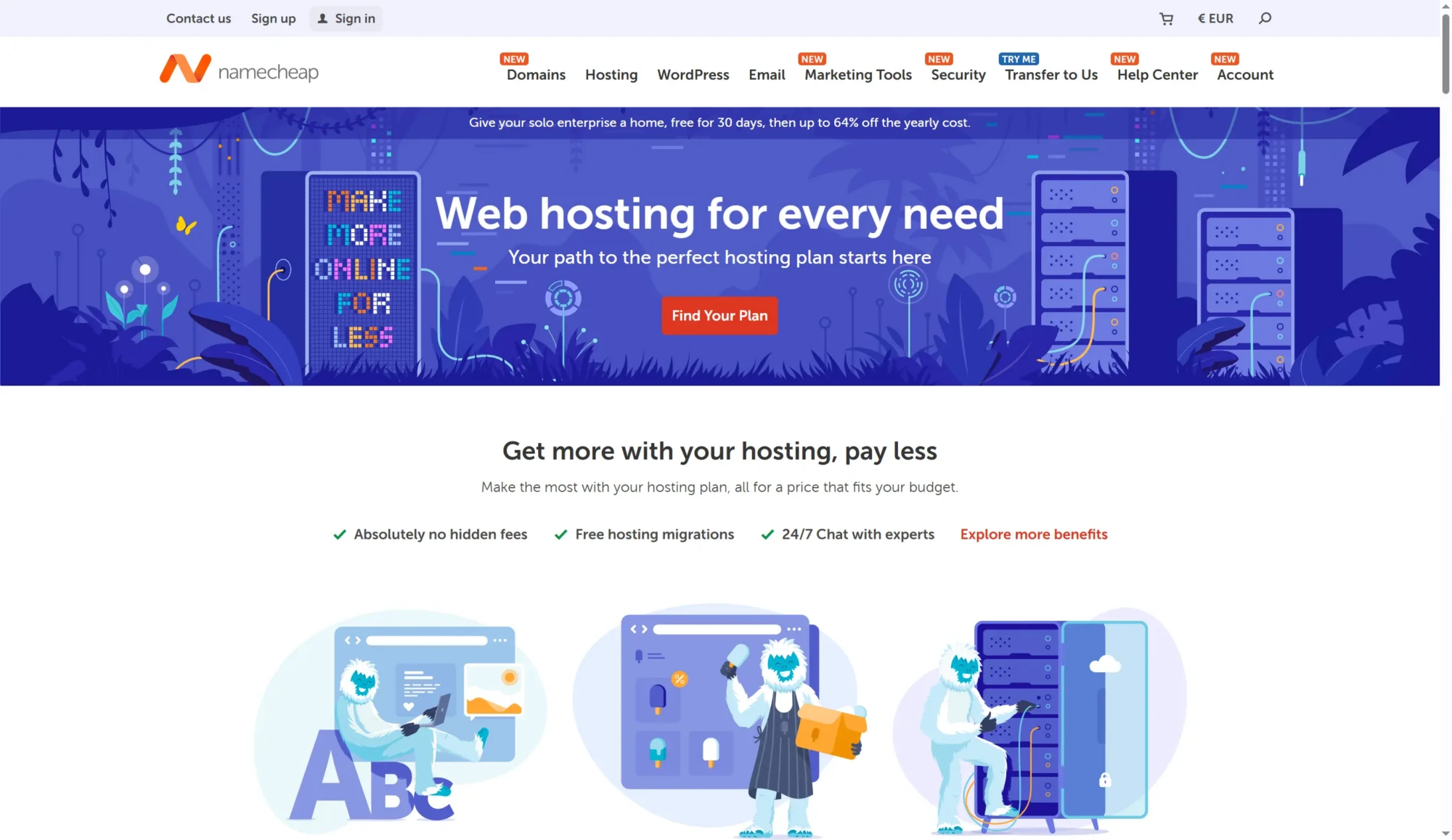 Namecheap hosting screenshot