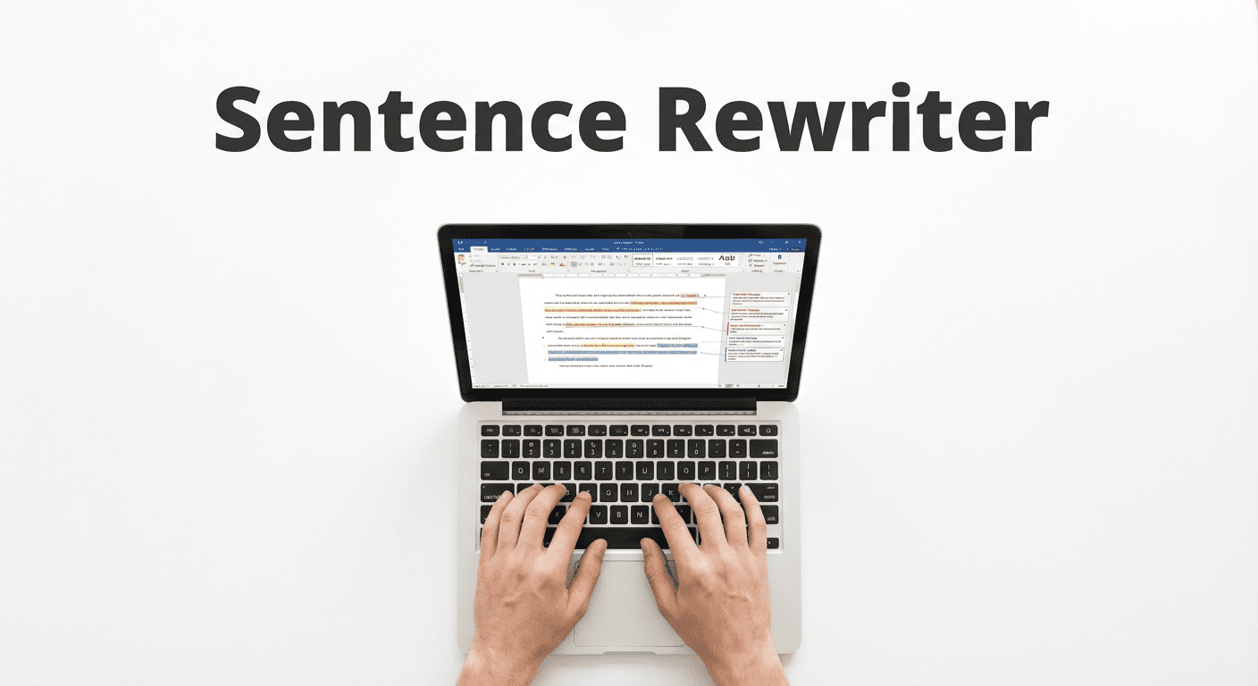 AI sentence rewriter tool showing tone selection and rewritten text output