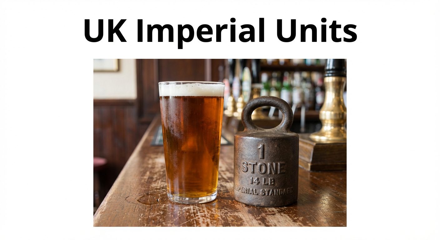 UK Imperial System units chart showing length, weight and volume measurements