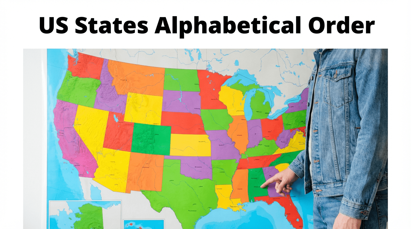 All 50 US States in Alphabetical Order