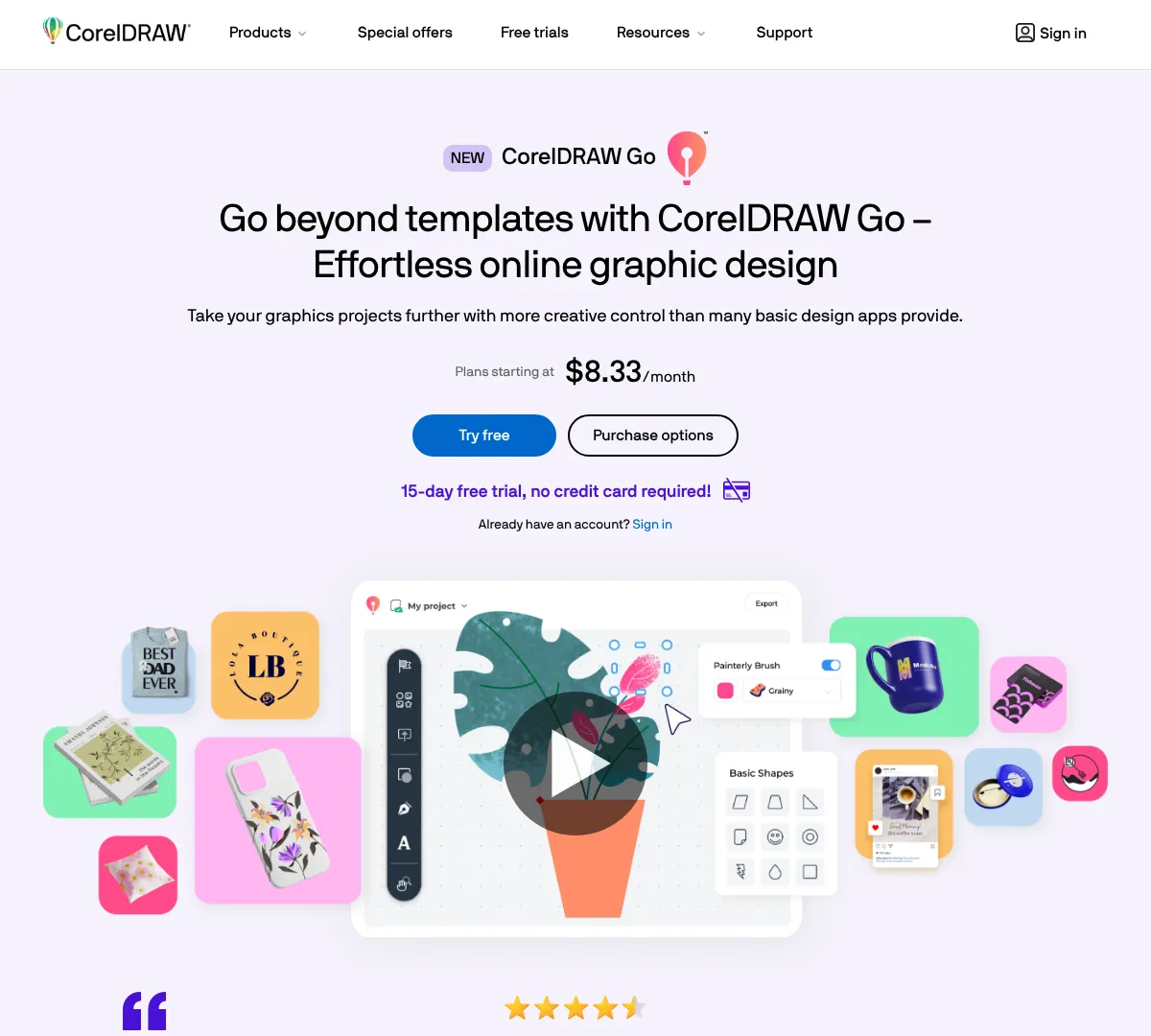 Coreldraw pricing screenshot