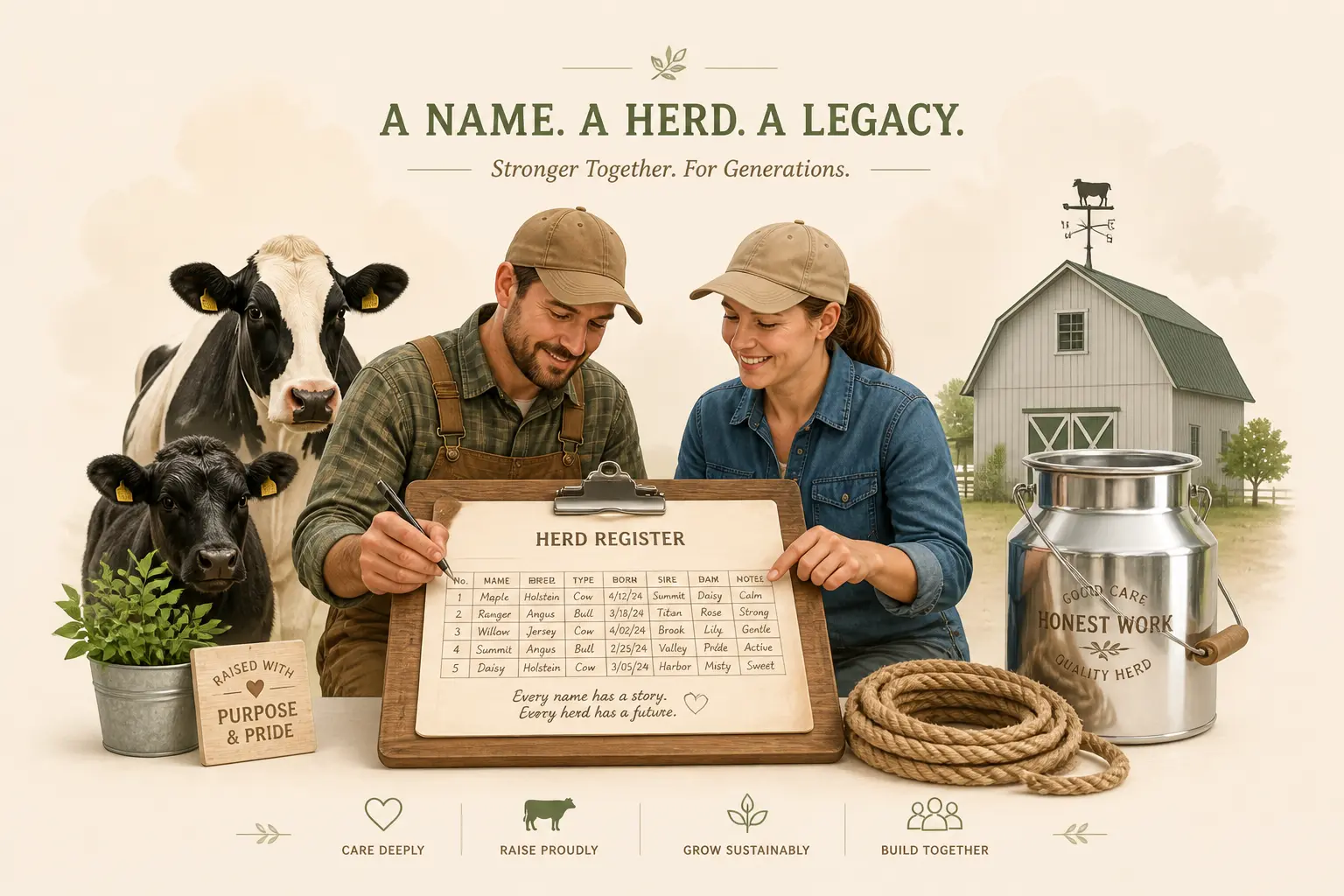 Cow names for dairy and beef farmers naming the herd