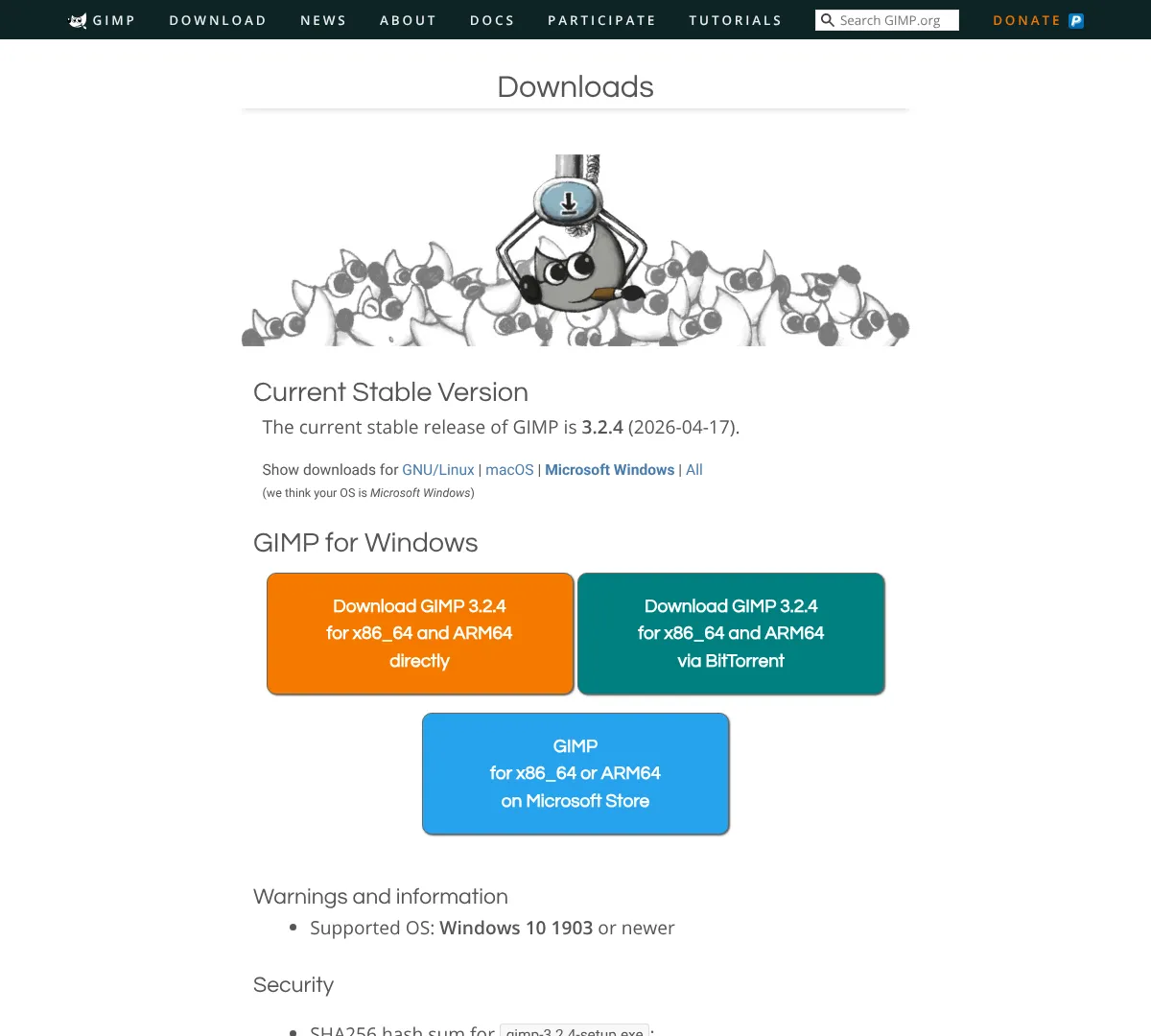 Gimp pricing screenshot