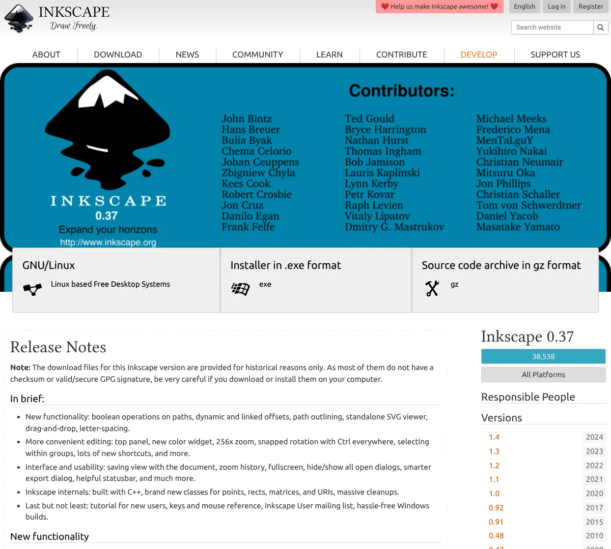 Inkscape pricing screenshot