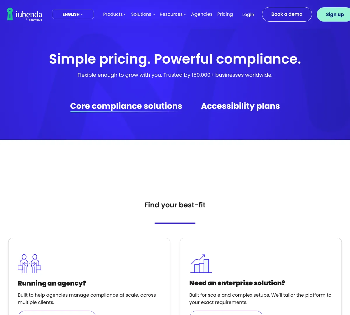 Iubenda pricing screenshot