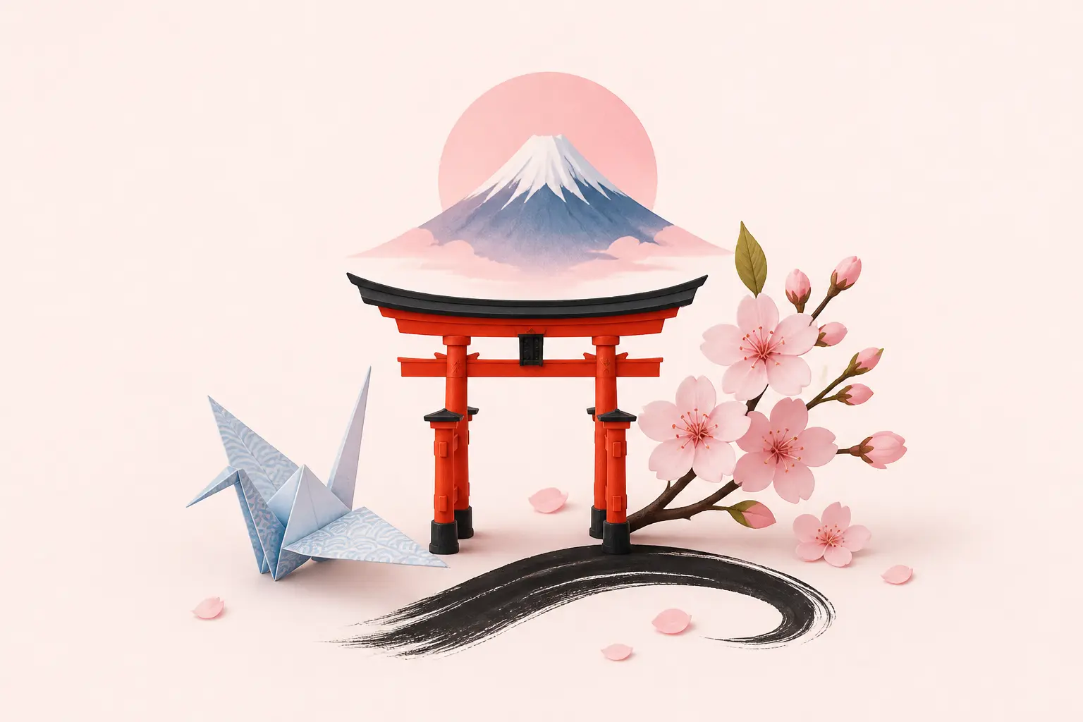 Japan name generator hero with kanji ink wash and torii gate