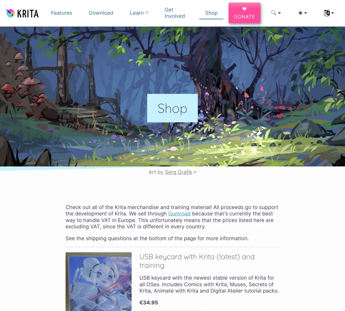 Krita pricing screenshot