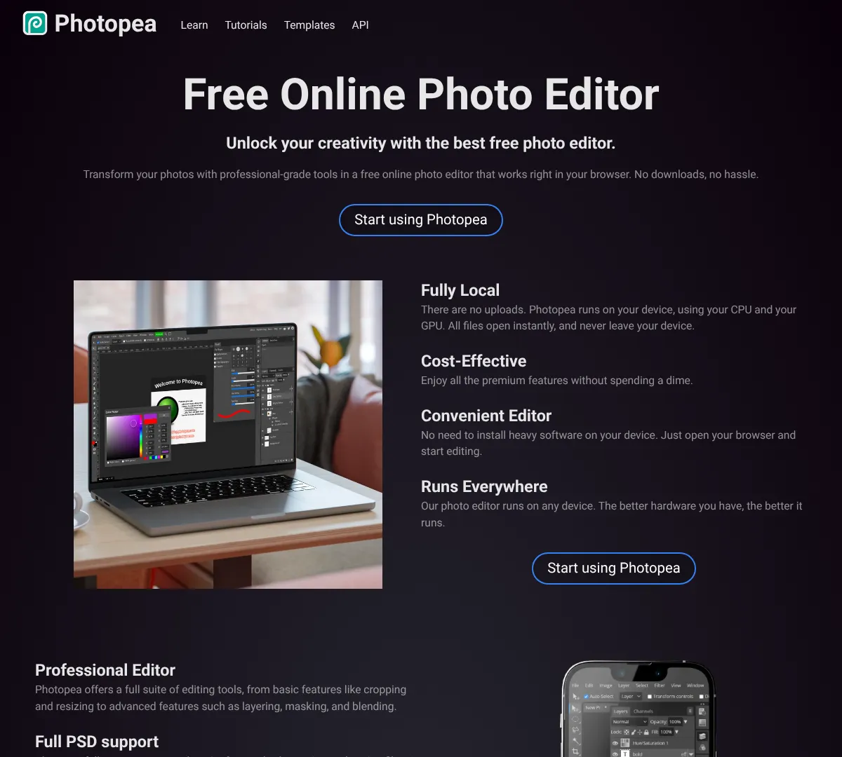 Photopea pricing screenshot